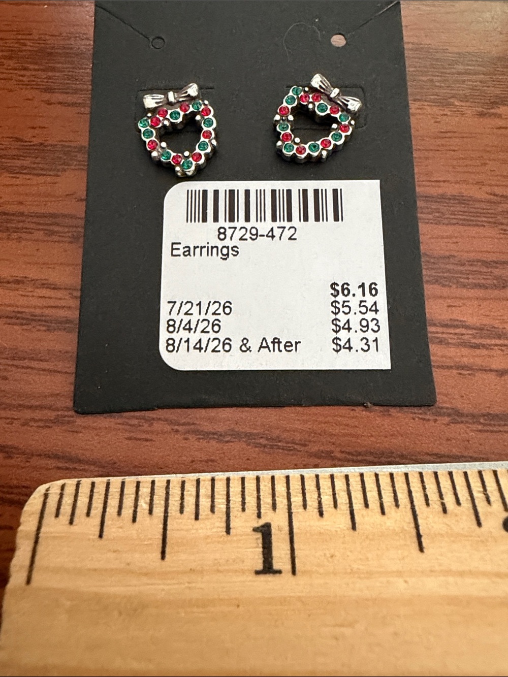 Brighton Silver Bow Wreath Stud Earrings with Red & Green Stones